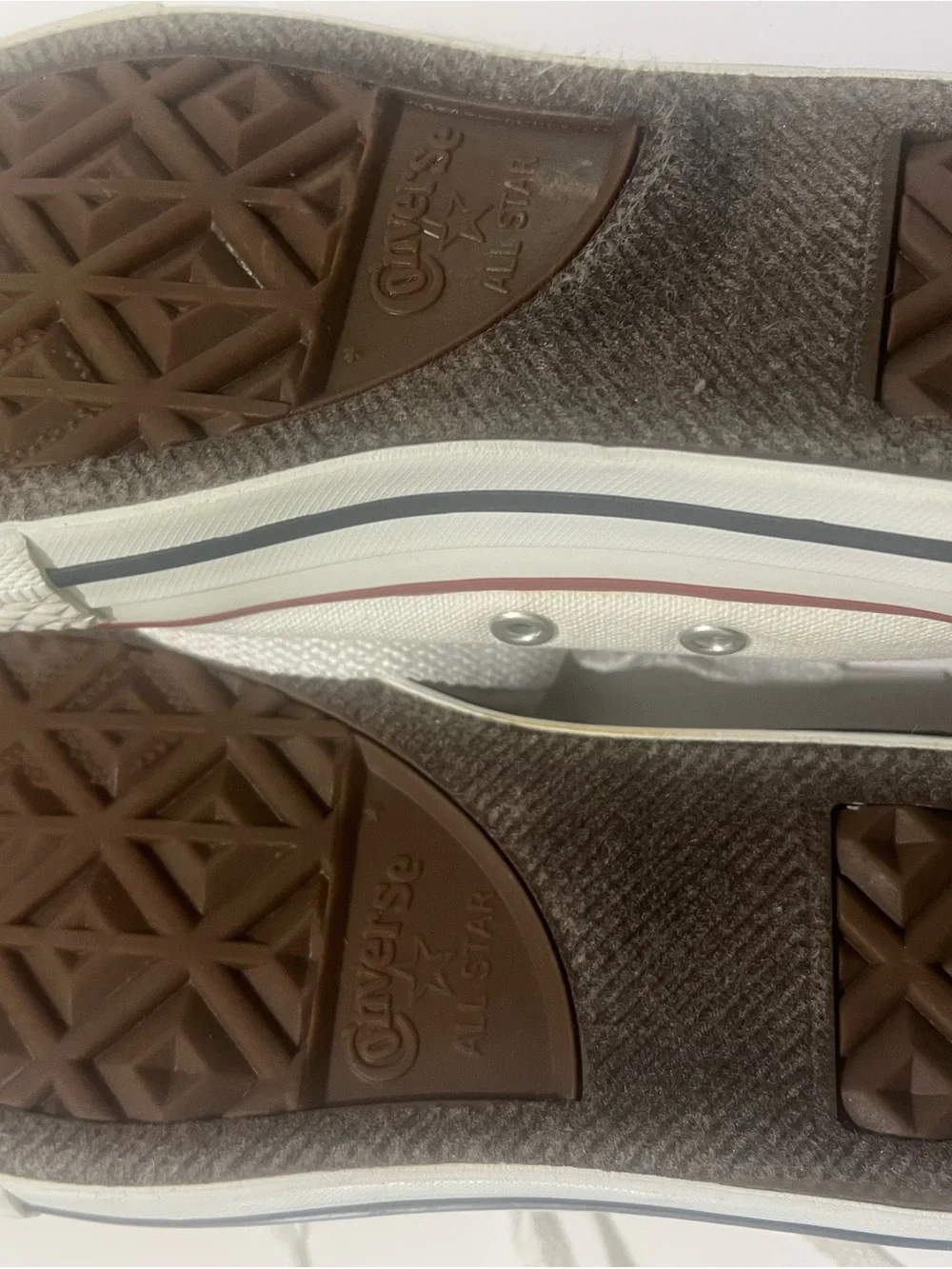 Converse Kids White Low Top Canvas Sneakers with Red Stripe